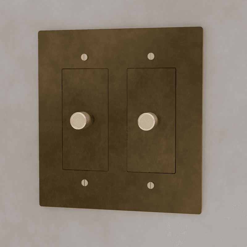 Brass Residence Supply 3-way rotary dimmer switch for 1 to 5 gang electrical setups, with adjustable rotary control and brass finish.
