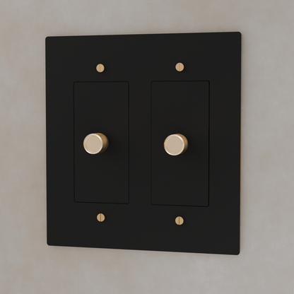 Brass Residence Supply 3-Way Rotary Dimmer Switch for 1 to 5 Gang electrical setups, with rotary control and multiple gang configurations.