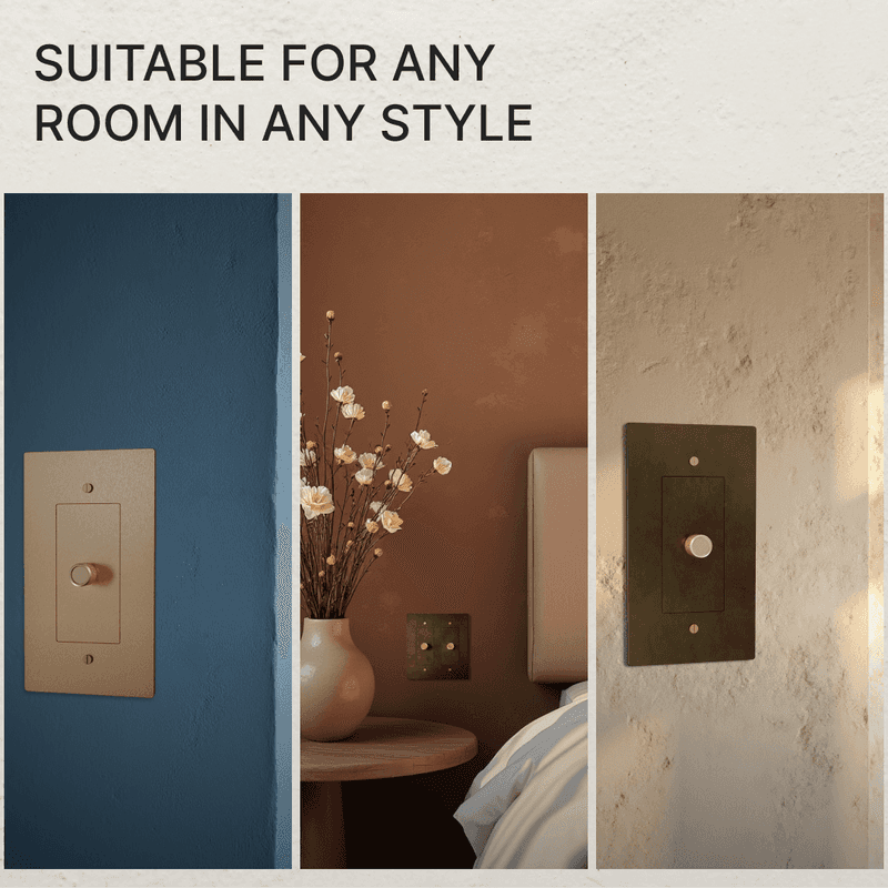 Brass 3-Way Rotary Dimmer Switch by Residence Supply, versatile 1 to 5 gang model with rotary control for lighting adjustment.
