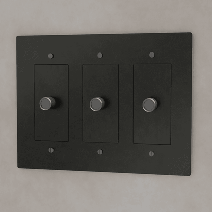 Brass Residence Supply 3-Way Rotary Dimmer Switch for 1 to 5 gang installations, showing the switch with rotary knob and wiring.