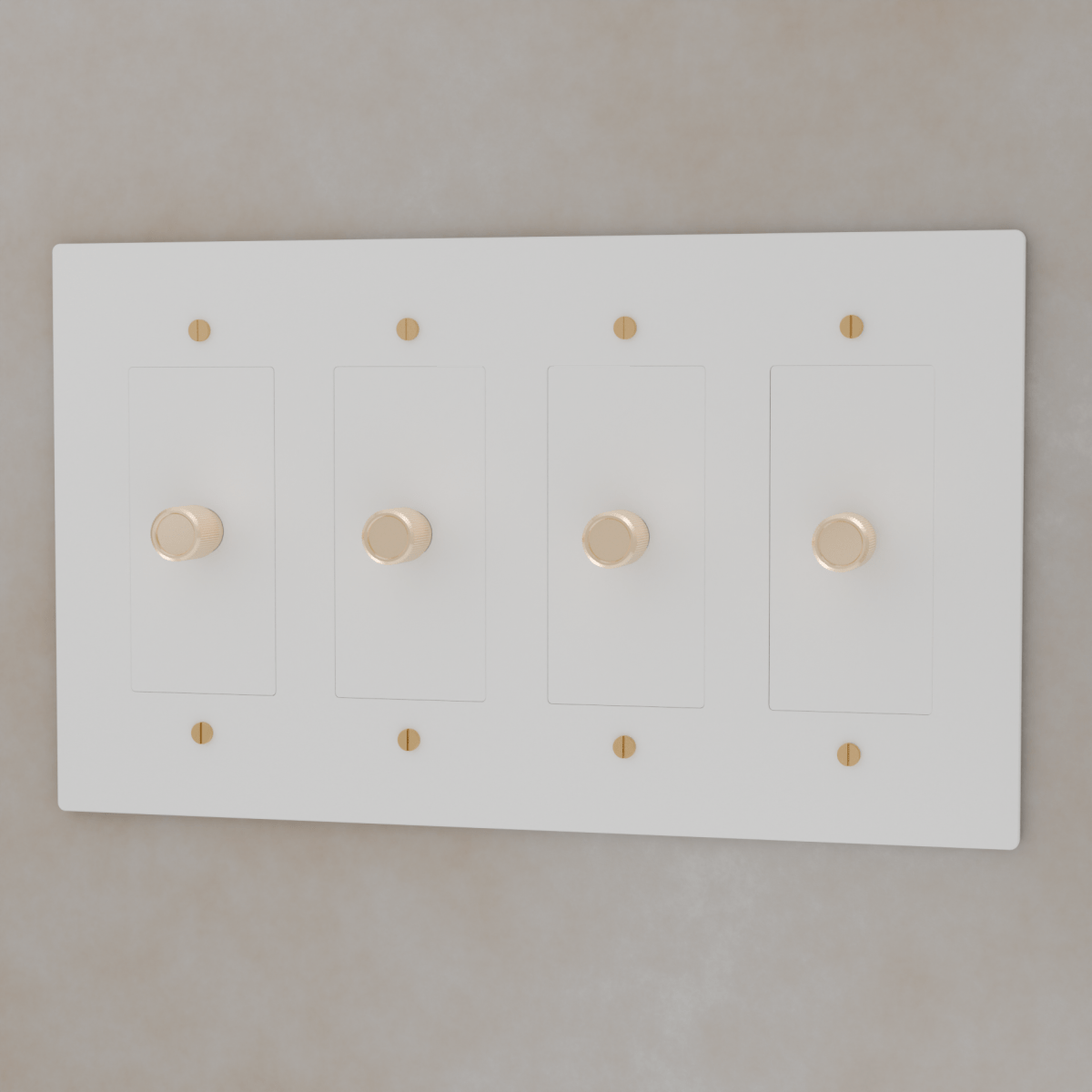 Brass 3-Way Rotary Dimmer Switch by Residence Supply, showing multiple gang options with rotary controls and switch levers.