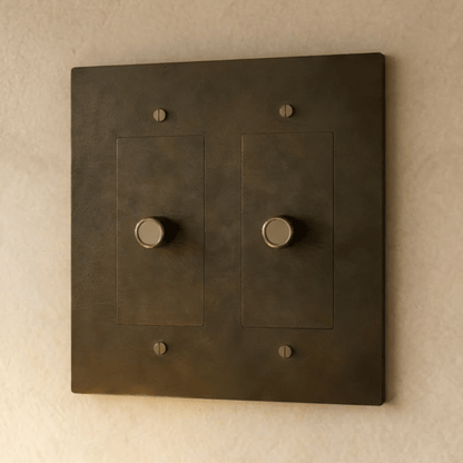 Brass dimmer switch for 1 to 5 gang electrical setups by Residence Supply, featuring multiple toggle controls on a sleek brass finish.