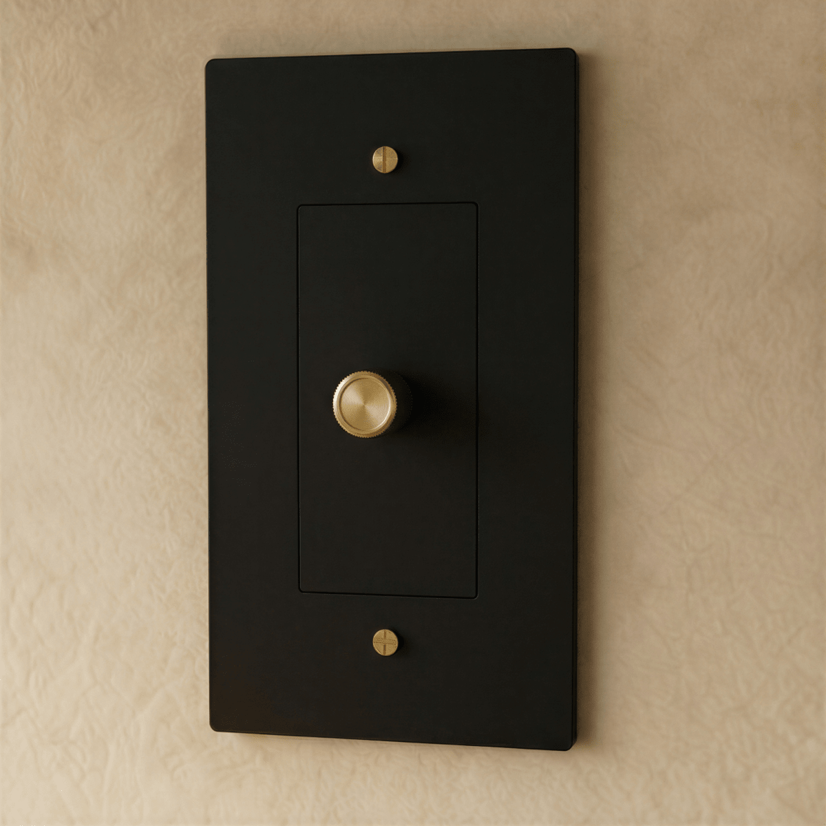 Brass dimmer switch by Residence Supply, 1 to 5 gang, featuring multiple toggle controls for adjustable lighting.