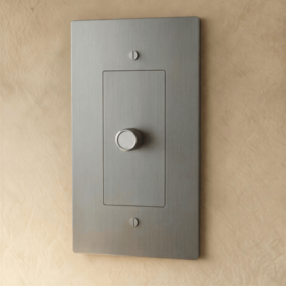 Brass dimmer switch from Residence Supply, 1 to 5 gang, featuring multiple toggle controls for adjustable lighting settings.