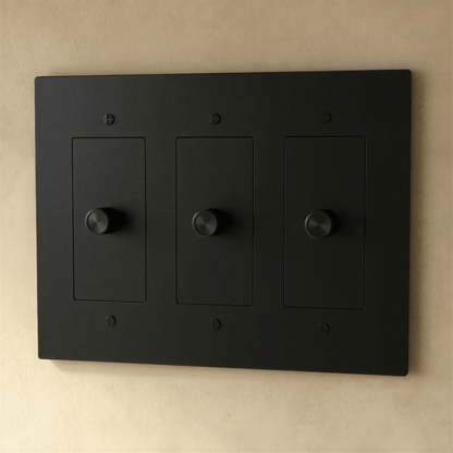 Brass dimmer switch for 1 to 5 gang installation, Residence Supply, featuring multiple toggle controls for adjustable lighting.