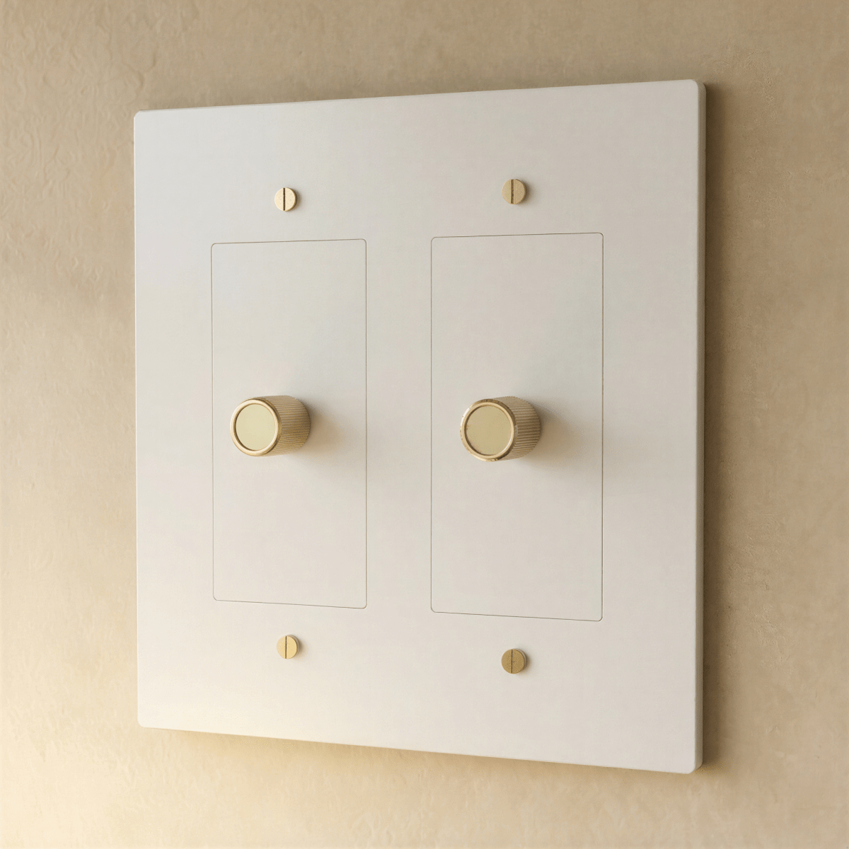 Brass dimmer switch with 1 to 5 gang configuration from Residence Supply, featuring multiple toggle controls for lighting adjustment.