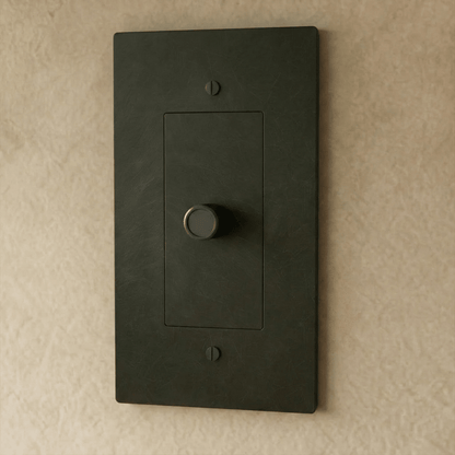 Brass dimmer switch by Residence Supply with 1 to 5 gang options, featuring multiple toggle switches and modern design.