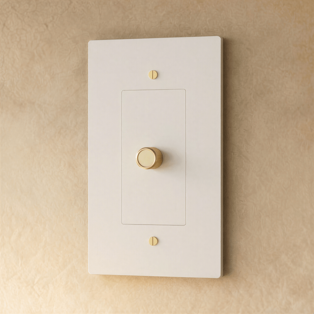 Brass dimmer switch from Residence Supply, 1 to 5 gang, with multiple toggle controls for adjusting lighting brightness.