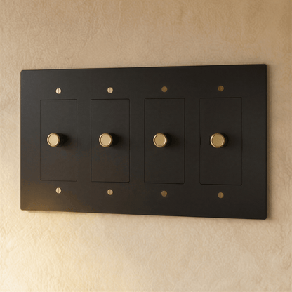 Residence Supply Brass Dimmer Switch, 1 to 5 Gang, featuring brass finish and multiple adjustable dimming controls.