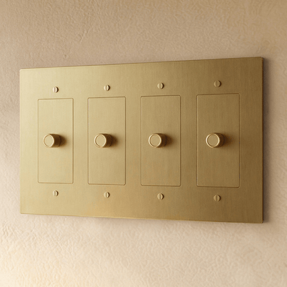 Brass dimmer switch with 1 to 5 gang configuration, Residence Supply electrical switch for adjustable lighting control.