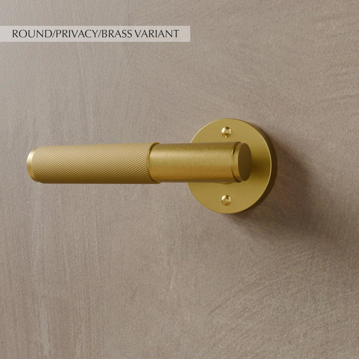 Brass door handle from Residence Supply installed on a door, showcasing a polished, classic hardware design for home or garden use.