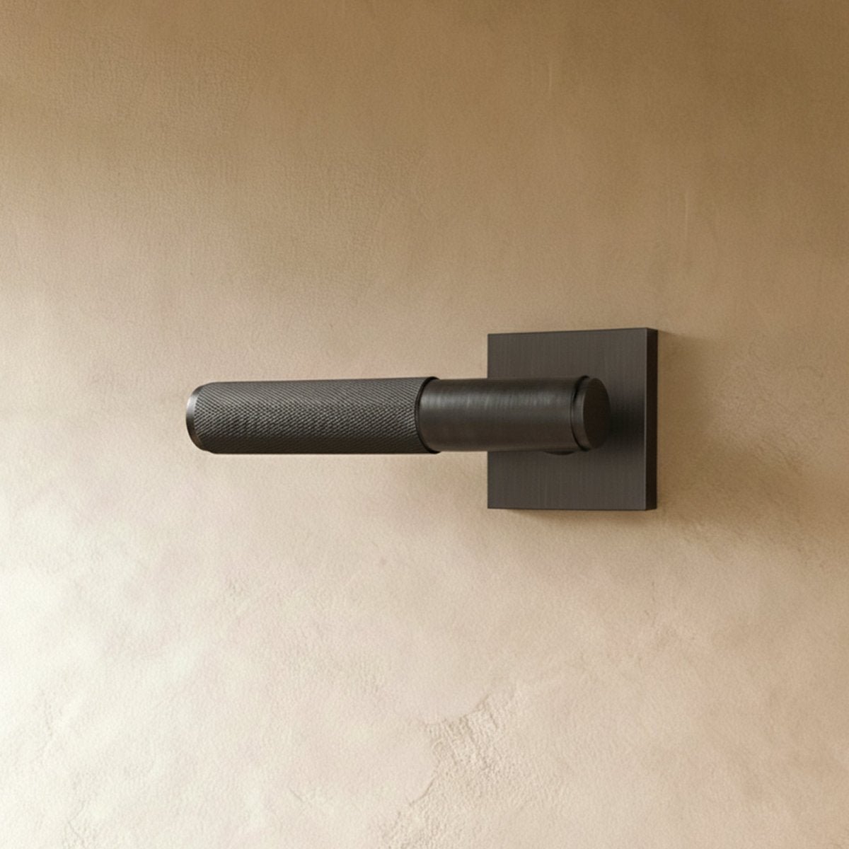Brass door handle from Residence Supply with a polished finish, shown open on a door in a home interior setting.