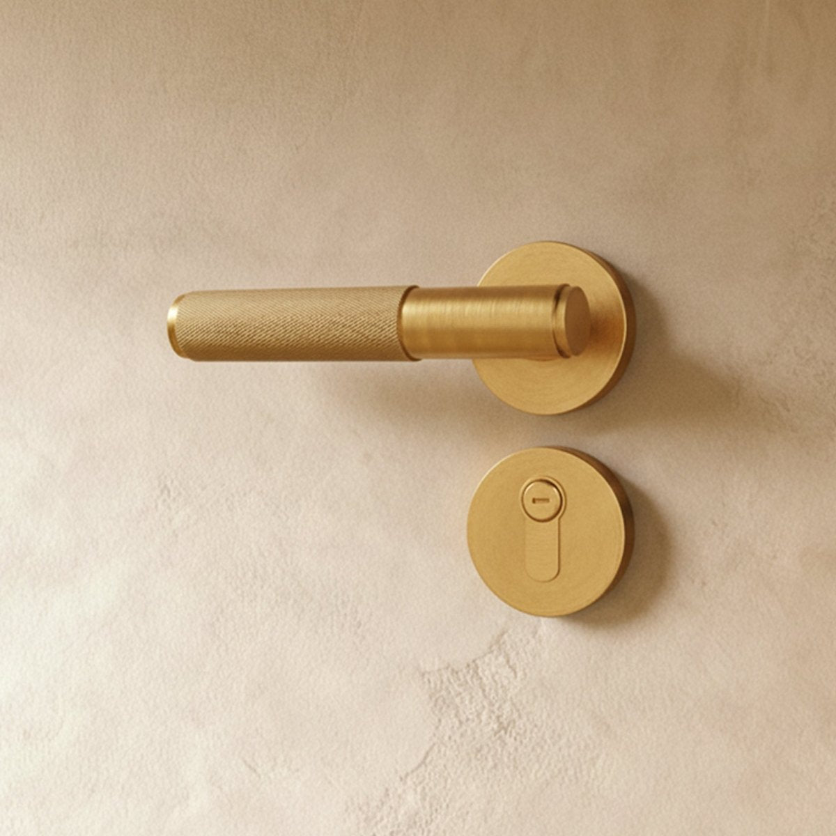 Open-box brass door handle by Residence Supply, showcasing its polished finish and classic design for interior door hardware.