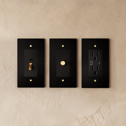 Brass Electrical Sample Kit from Residence Supply with various electrical components and fittings displayed.
