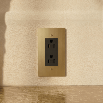 Residence Supply Brass Outlet 1 to 4 Gang electrical outlet with multiple sockets and brass finish for durable, stylish wiring.