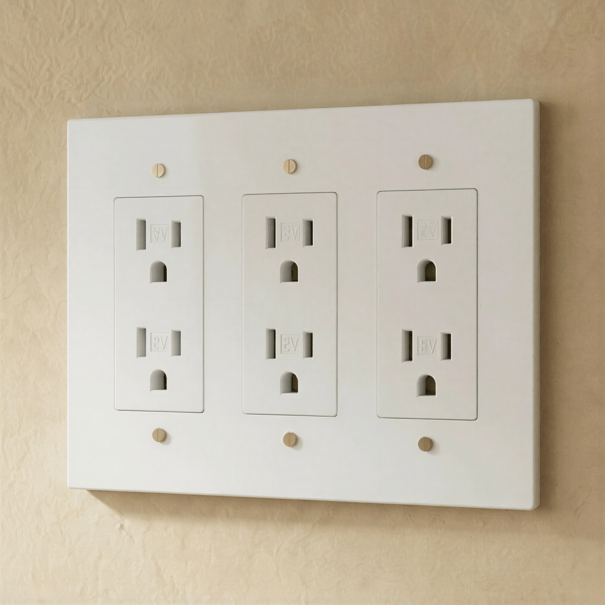 Residence Supply Brass Outlet 1 to 4 Gang, metal electrical socket with multiple outlets for versatile power connections.