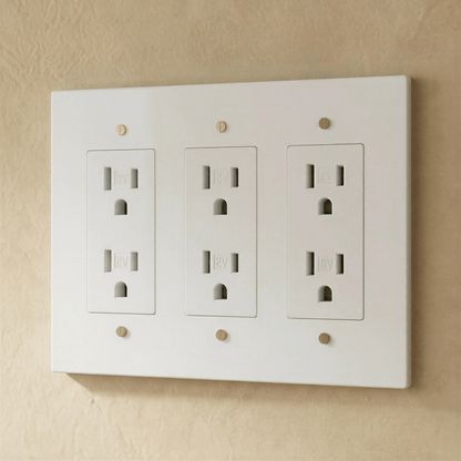 Residence Supply Brass Outlet 1 to 4 Gang, metal electrical socket with multiple outlets for versatile power connections.