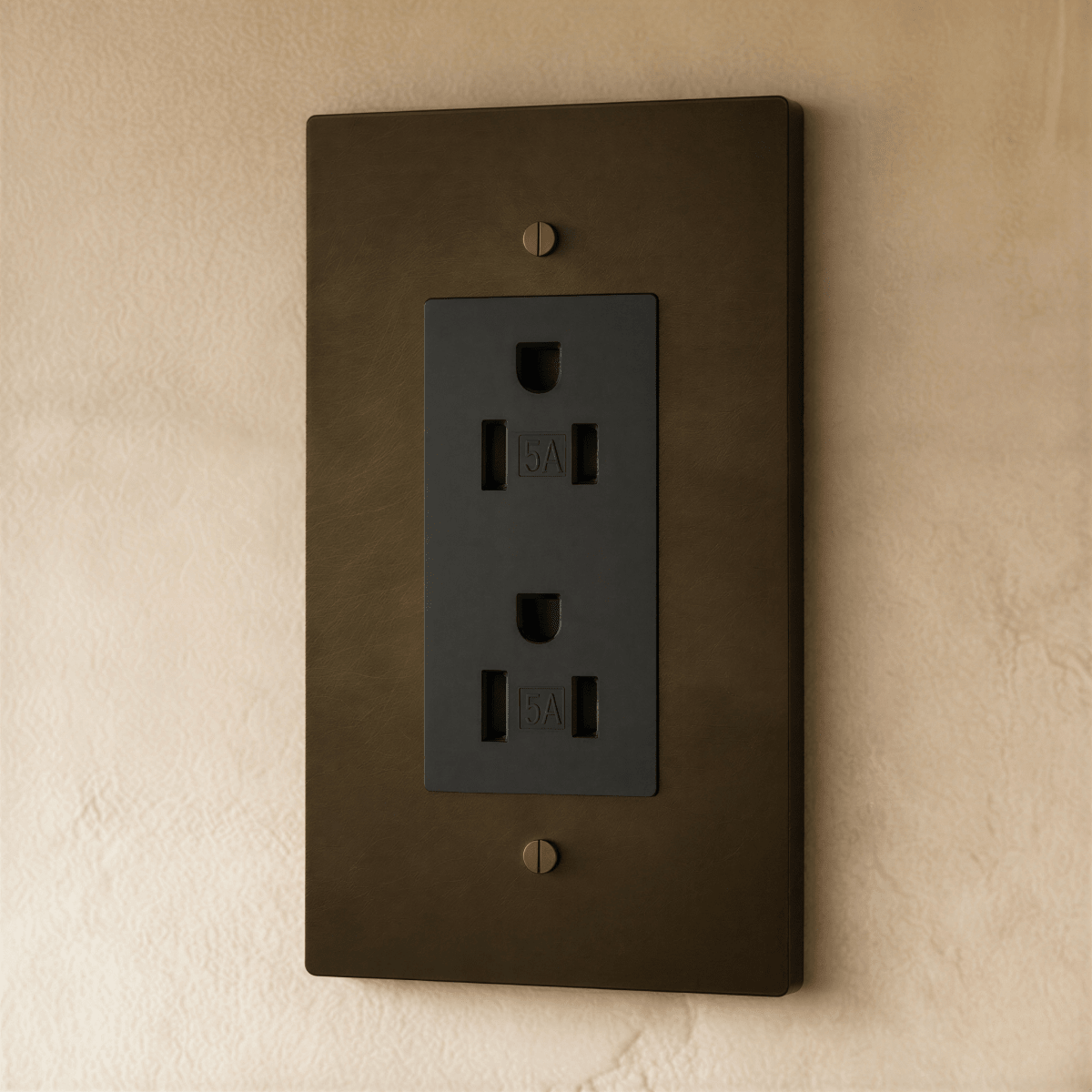 Residence Supply Brass Outlet 1 to 4 Gang electrical outlet with brass finish, multiple plug sockets, and durable metal construction.