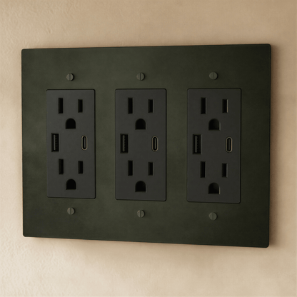 Residence Supply Brass Outlet 1 to 4 gang electrical outlet with multiple sockets for versatile power connections.