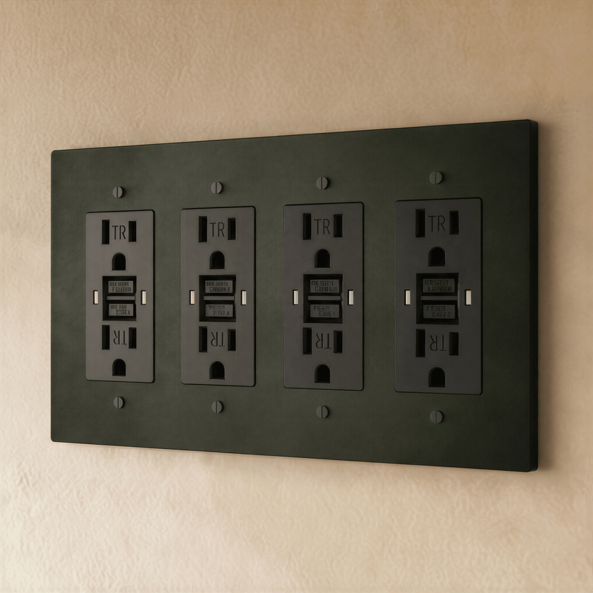 Residence Supply Brass Outlet with 1 to 4 gang configuration, featuring durable brass construction and multiple electrical outlets.