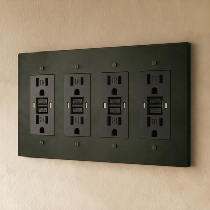Residence Supply Brass Outlet with 1 to 4 gang configuration, featuring durable brass construction and multiple electrical outlets.
