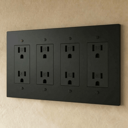 Residence Supply Brass Outlet 1 to 4 Gang electrical outlet with brass finish and multiple socket options for versatile wiring.