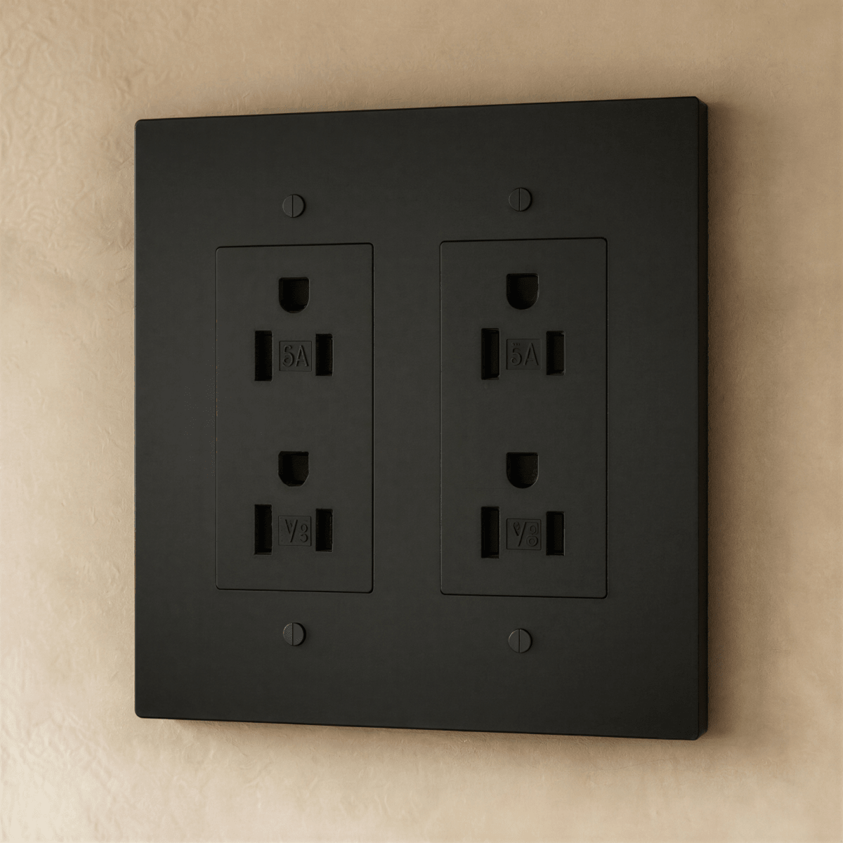 Brass electrical outlet for 1 to 4 gang installations, Residence Supply brand, showing polished brass finish and multiple socket slots.