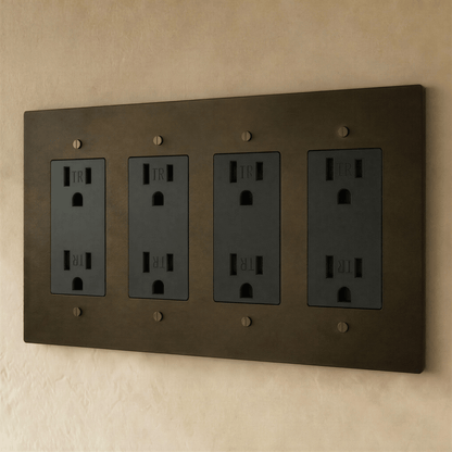 Residence Supply Brass Outlet 1 to 4 Gang electrical outlet with multiple sockets, durable brass construction, and sleek design.
