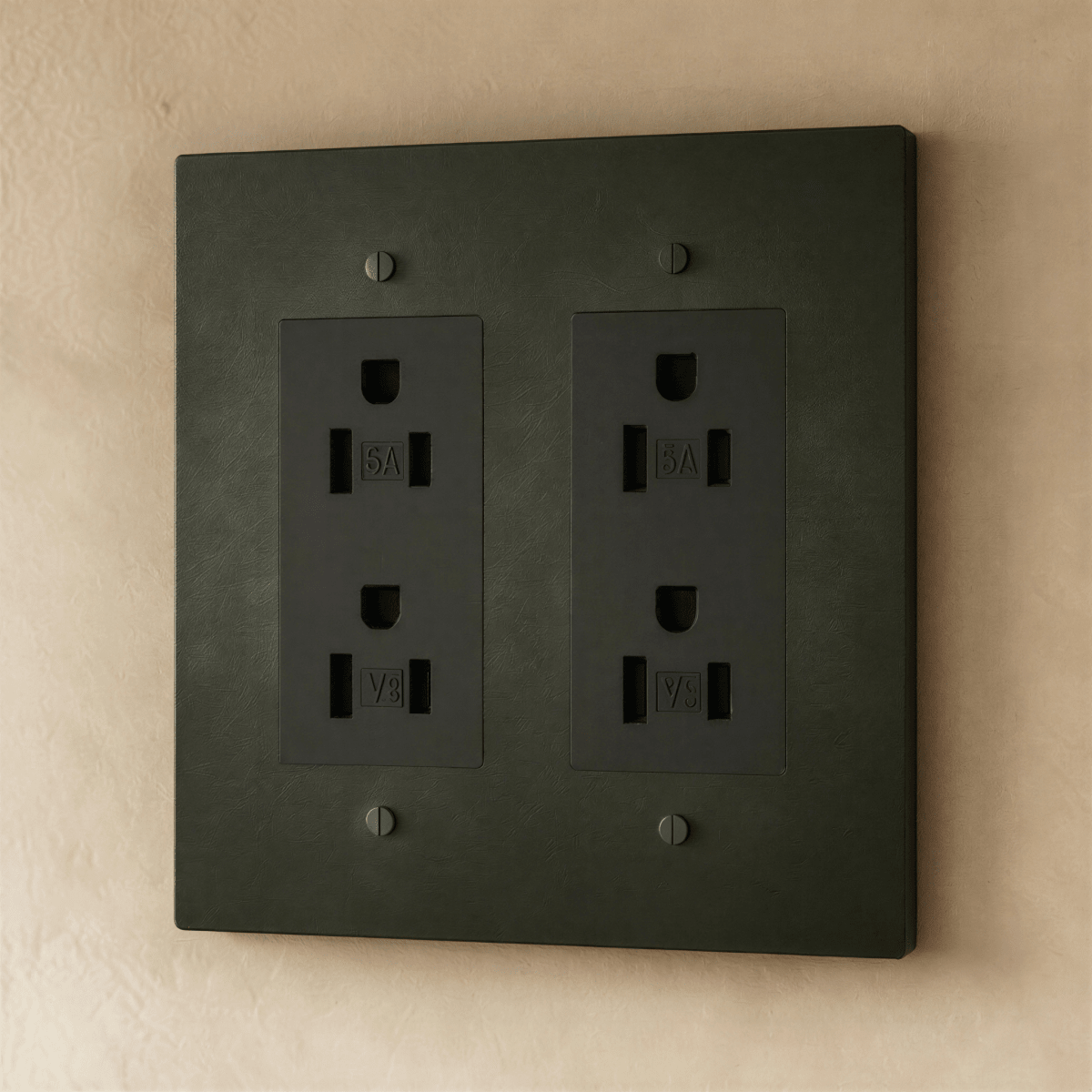Residence Supply Brass Outlet 1 to 4 Gang, showing a close-up of the shiny brass electrical outlet with multiple gang configurations.