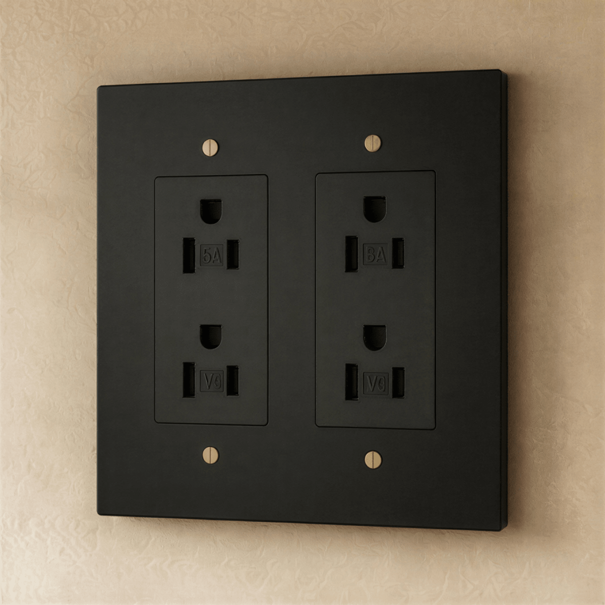 Residence Supply Brass Outlet 1 to 4 Gang electrical socket with metallic finish and multiple outlets for versatile wiring needs.
