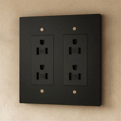 Residence Supply Brass Outlet 1 to 4 Gang electrical socket with metallic finish and multiple outlets for versatile wiring needs.