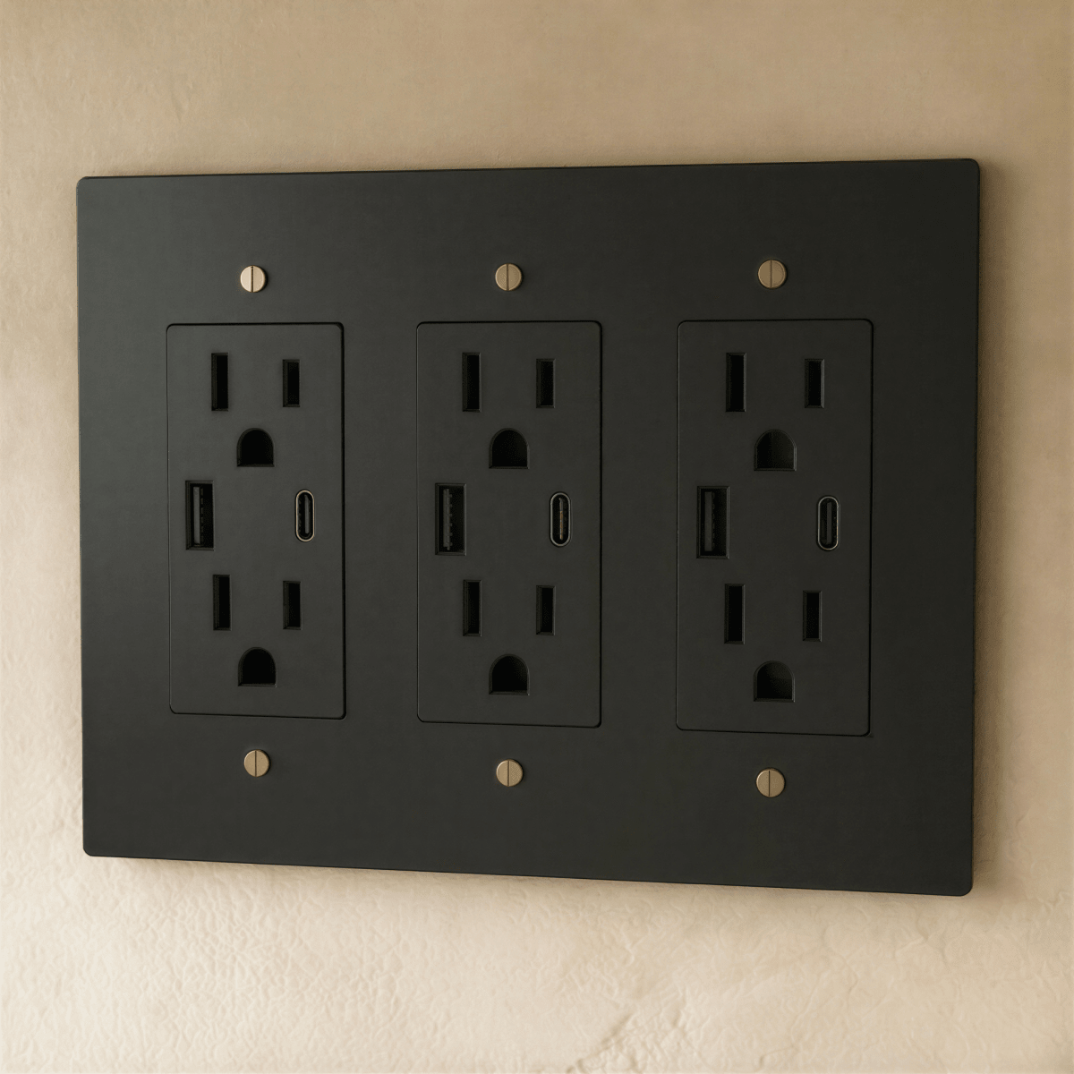 Residence Supply Brass Outlet 1 to 4 Gang electrical outlet with multiple sockets, durable brass construction, and modern design.