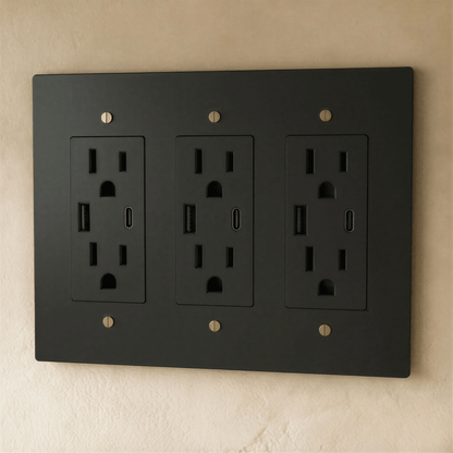 Residence Supply Brass Outlet 1 to 4 Gang electrical outlet with multiple sockets, durable brass construction, and modern design.