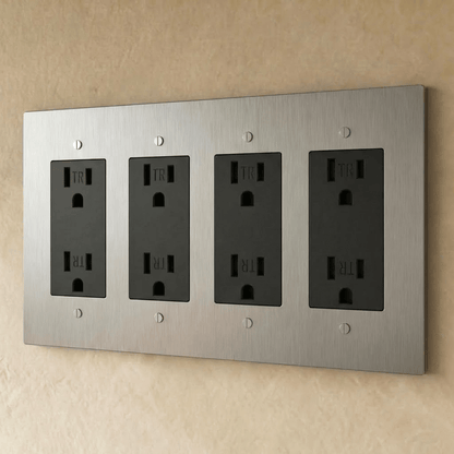 Residence Supply Brass Outlet 1 to 4 Gang electrical outlet with brass finish, multiple gang configurations, and secure mounting.