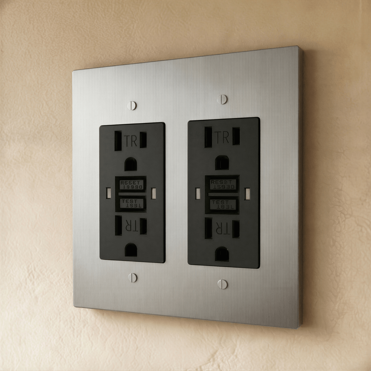 Brass outlet cover plate for 1 to 4 gang electrical outlets, Residence Supply brand, with polished brass finish.