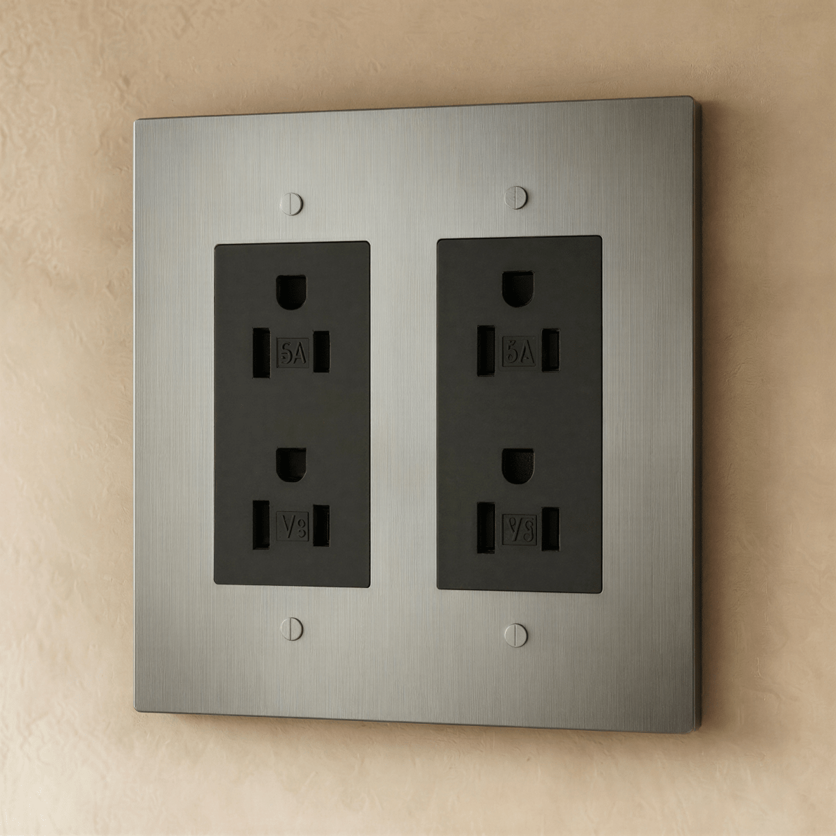 Brass electrical outlet, 1 to 4 gang, Residence Supply, with multiple socket openings for residential wiring.