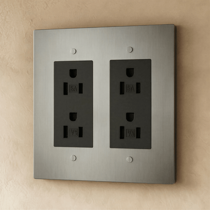 Brass electrical outlet, 1 to 4 gang, Residence Supply, with multiple socket openings for residential wiring.