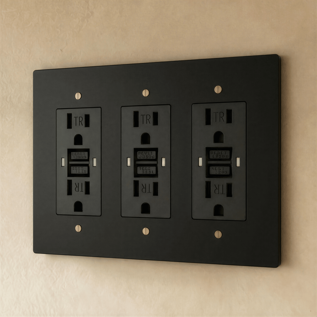 Brass outlet cover plate for 1 to 4 gang electrical outlets, Residence Supply, with polished brass finish and multiple socket openings