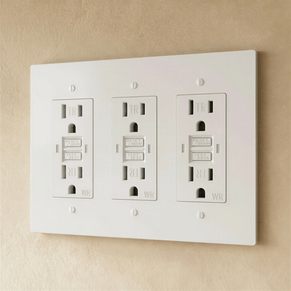 Residence Supply Brass Outlet 1 to 4 Gang electrical outlet with multiple sockets and brass finish for durable electrical connections.