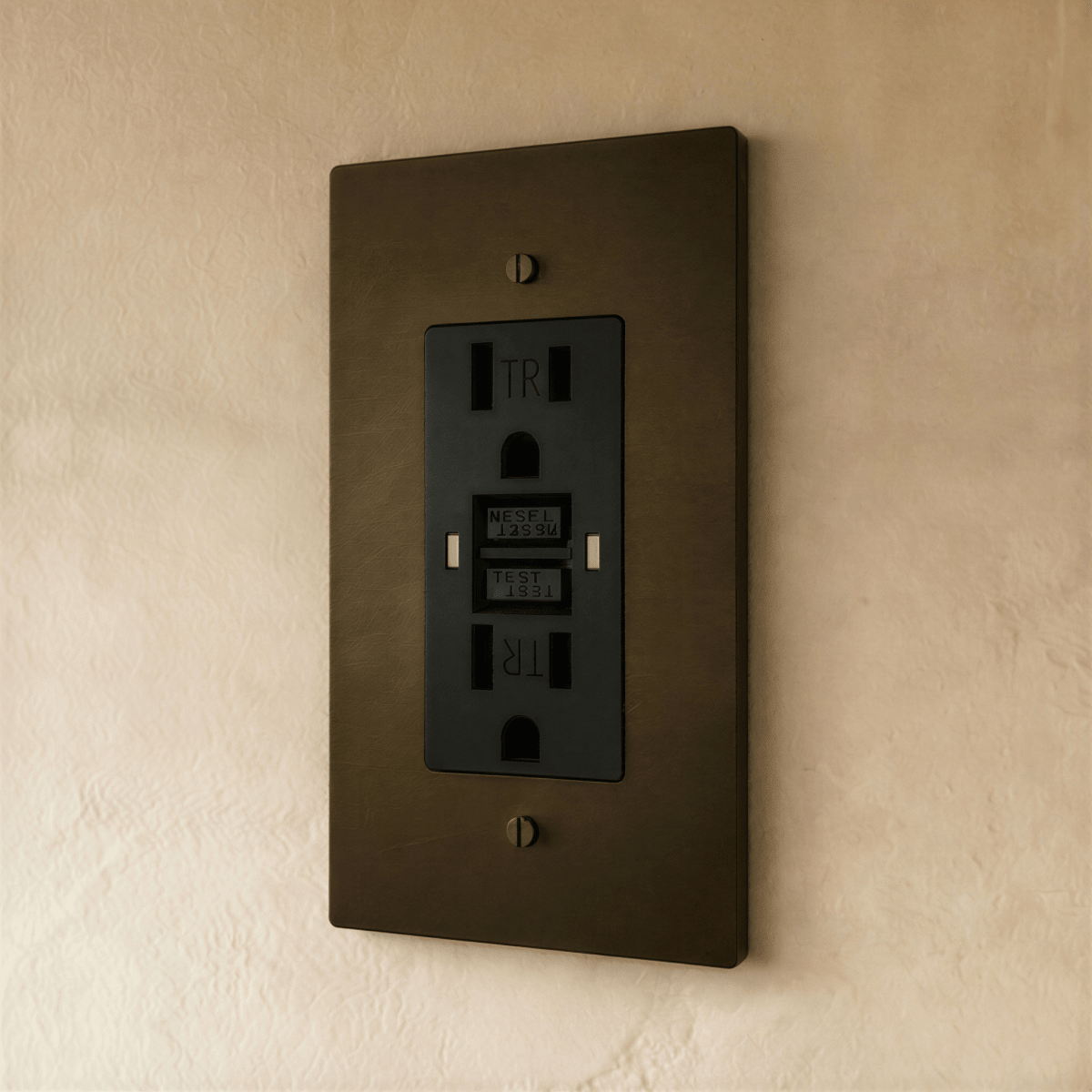 Residence Supply Brass Outlet 1 to 4 gang electrical outlet with brass finish and multiple socket options.