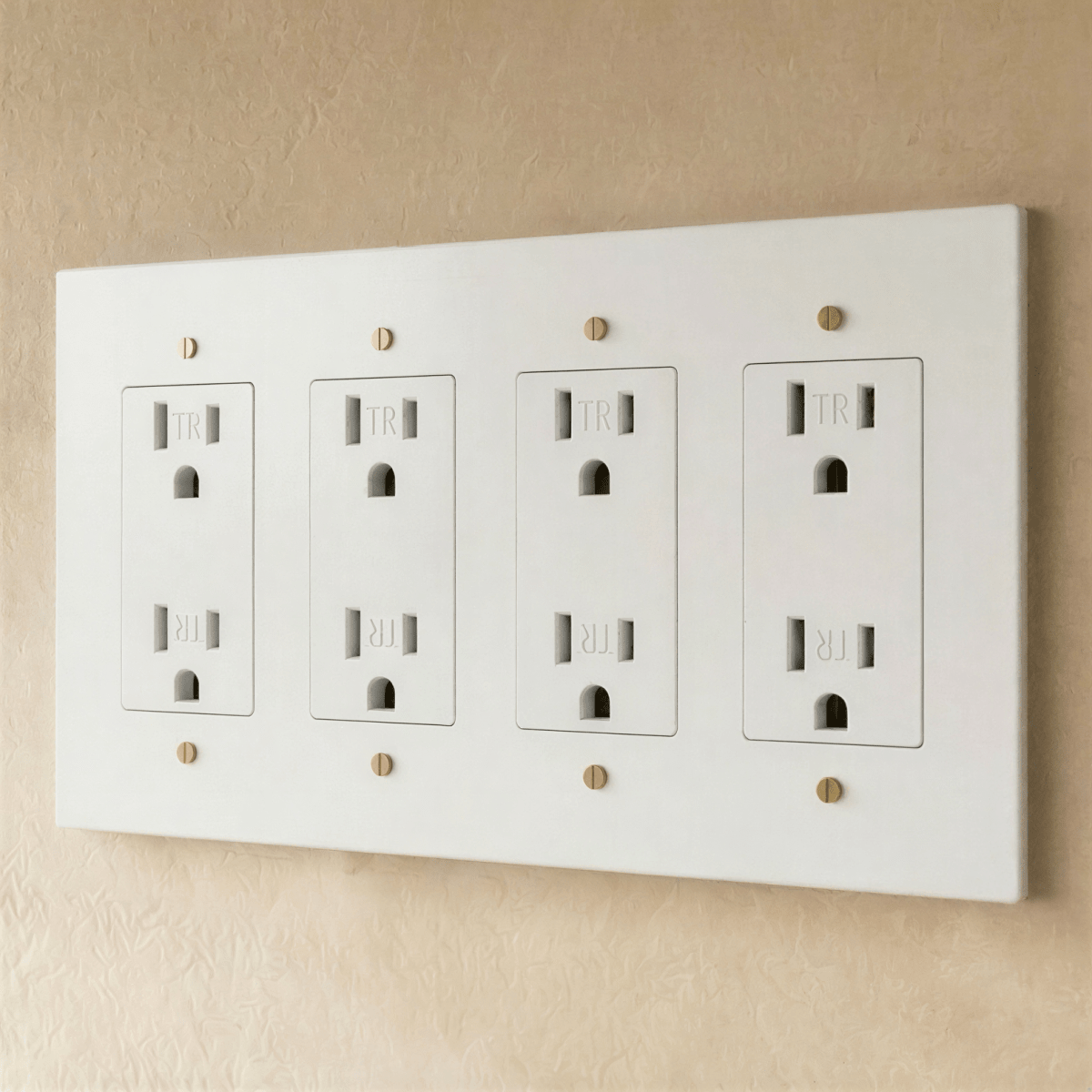 Residence Supply Brass Outlet 1 to 4 Gang electrical socket with multiple outlets and brass finish for versatile power connections.