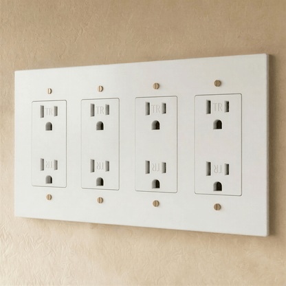 Residence Supply Brass Outlet 1 to 4 Gang electrical socket with multiple outlets and brass finish for versatile power connections.