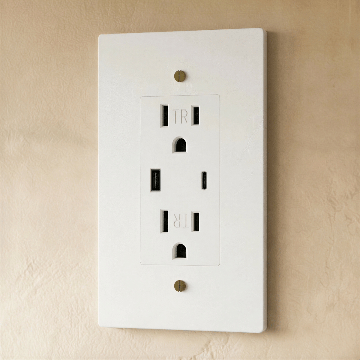Residence Supply Brass Outlet 1 to 4 Gang electrical outlet with multiple socket configurations on a wall plate