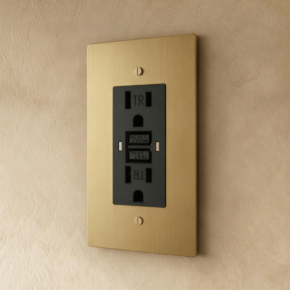 Residence Supply Brass Outlet 1 to 4 Gang, durable metal electrical outlet with multiple socket options for versatile wiring.