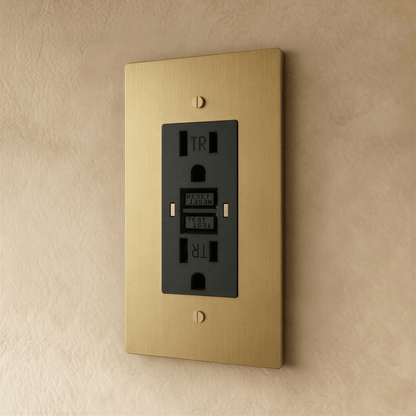Residence Supply Brass Outlet 1 to 4 Gang, durable metal electrical outlet with multiple socket options for versatile wiring.