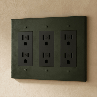 Residence Supply Brass Outlet 1 to 4 Gang electrical outlet with brass finish, multiple socket configurations visible in the image.