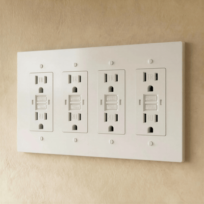 Residence Supply Brass Outlet 1 to 4 Gang electrical outlet with multiple sockets and brass finish for secure power connection.