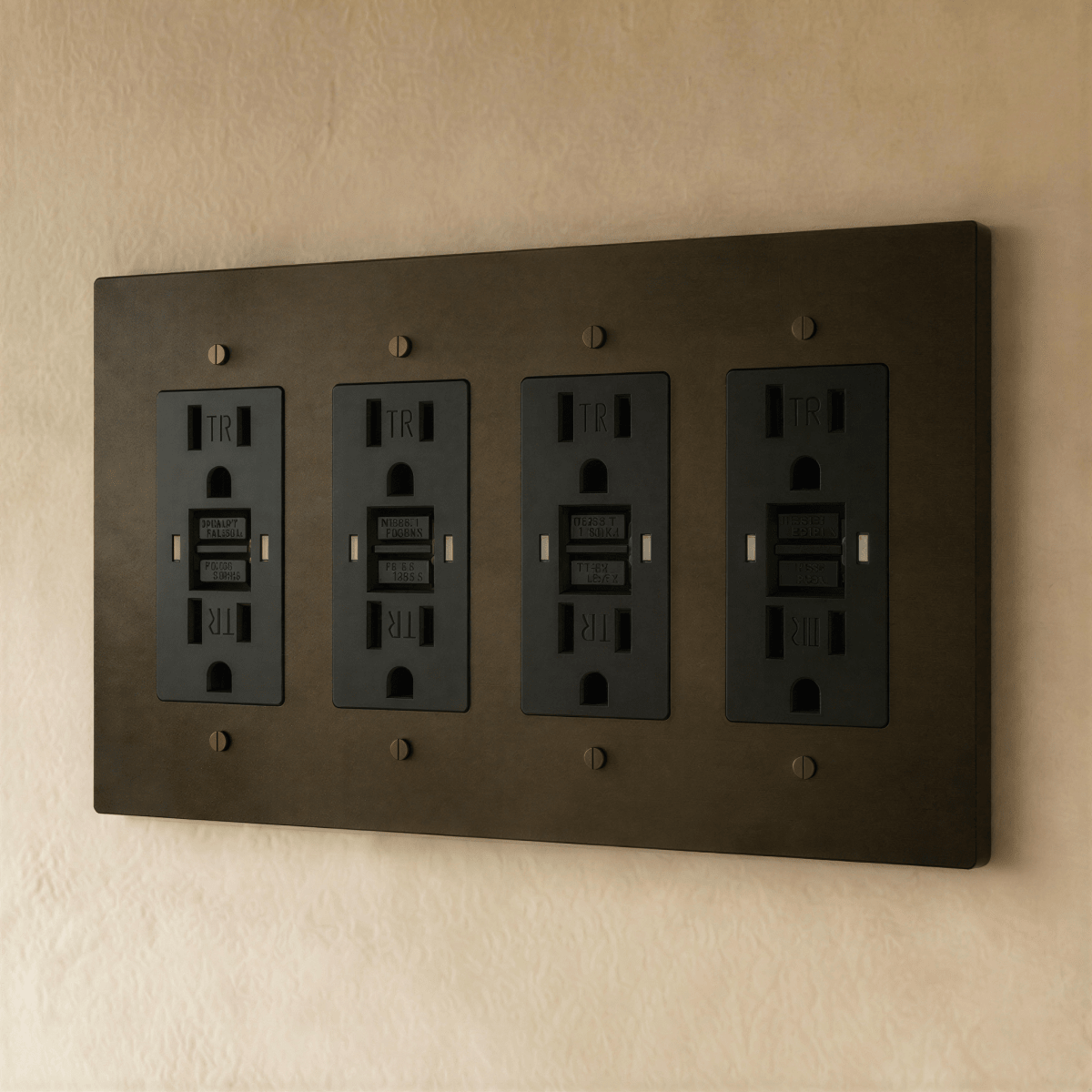 Residence Supply Brass Outlet 1 to 4 Gang electrical outlet with multiple sockets and brass finish for a stylish, durable look.