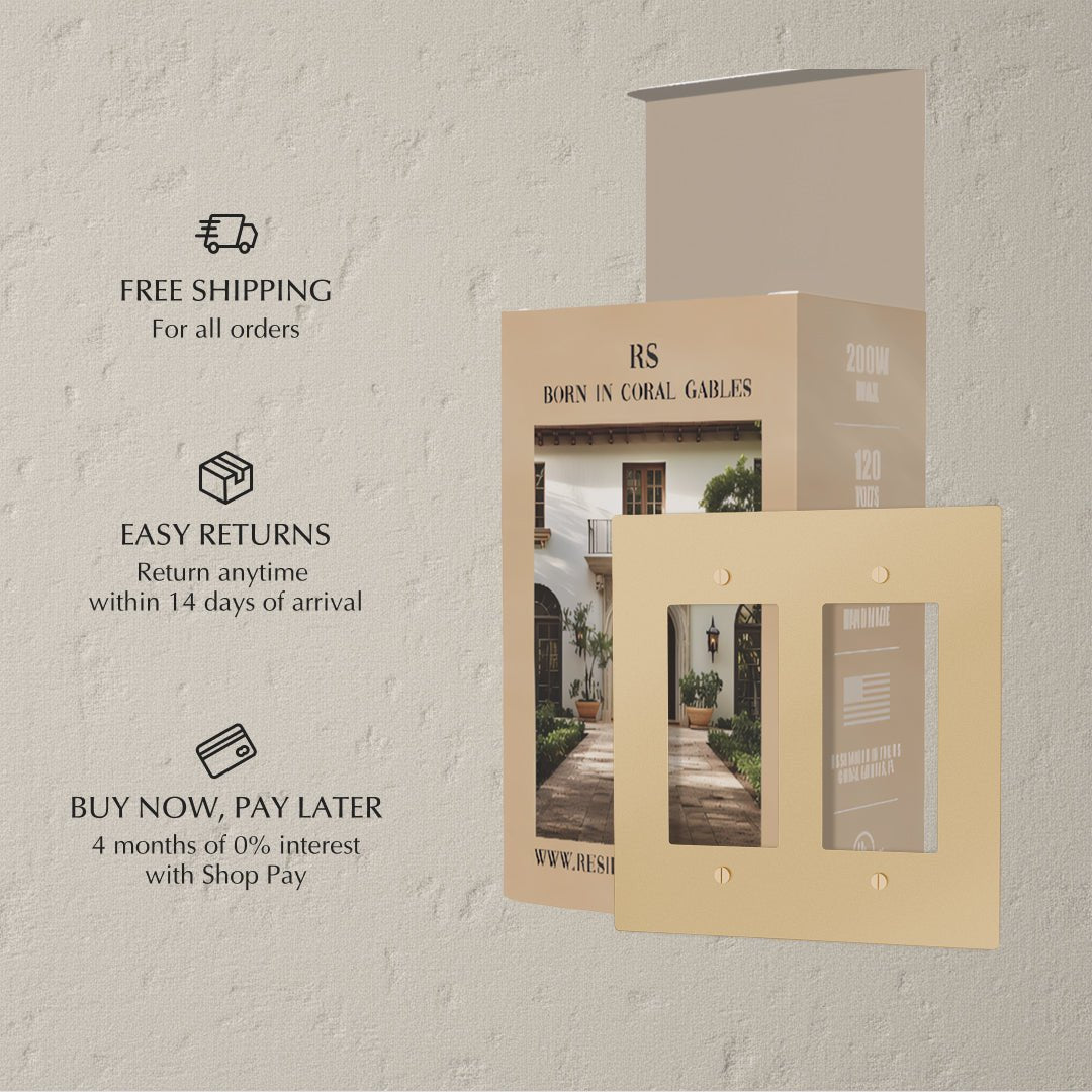 Brass wall plate with a smooth finish, designed for electrical switches or outlets, from Residence Supply for home decor.