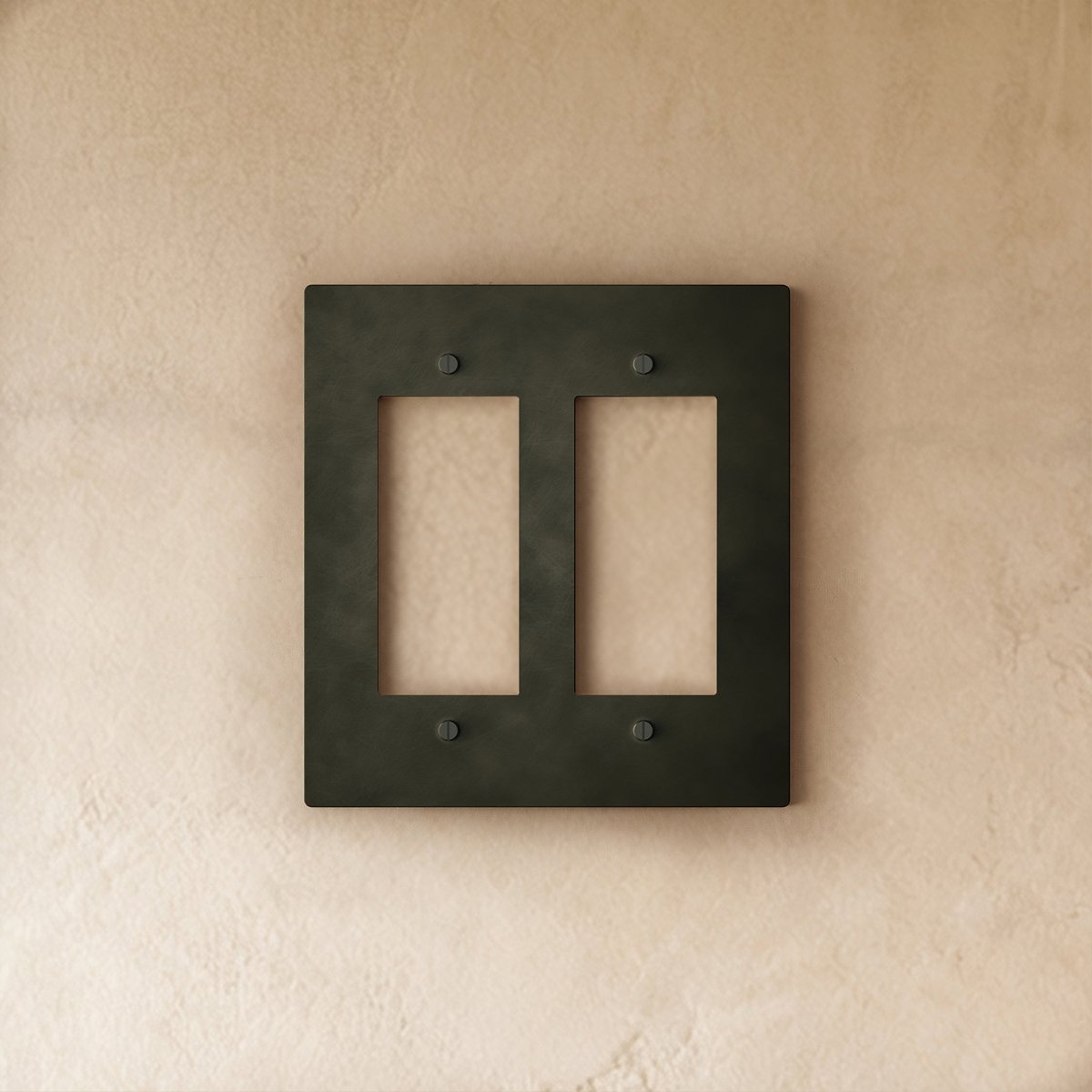 Bronze wall plate with patina finish, designed for home electrical covers, by Residence Supply.